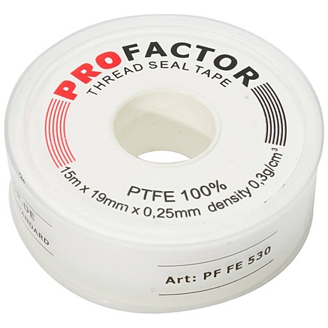 Фум лента большая (желтая) для воды 15м х 19мм х0,25мм PROFACTOR